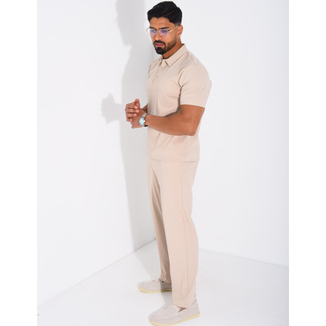 Set aus schmaler Hose und kurzärmeligem Polohemd