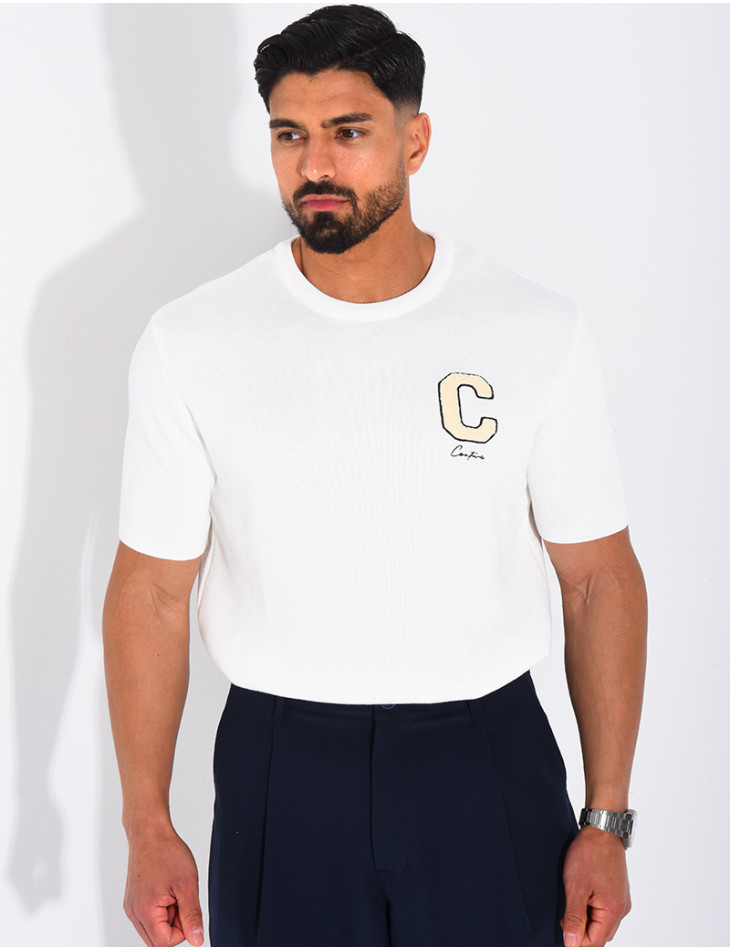 T-shirt nid d'abeille lettre C