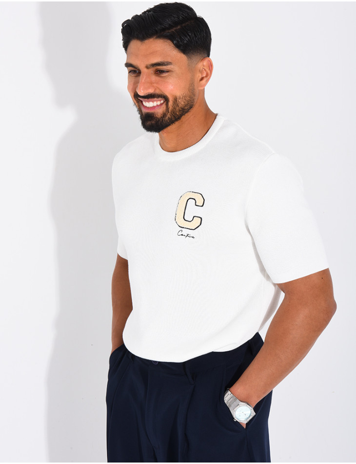 T-shirt nid d'abeille lettre C