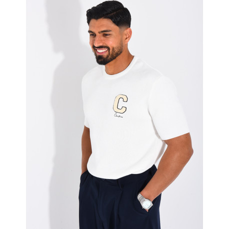 T-shirt nid d'abeille lettre C