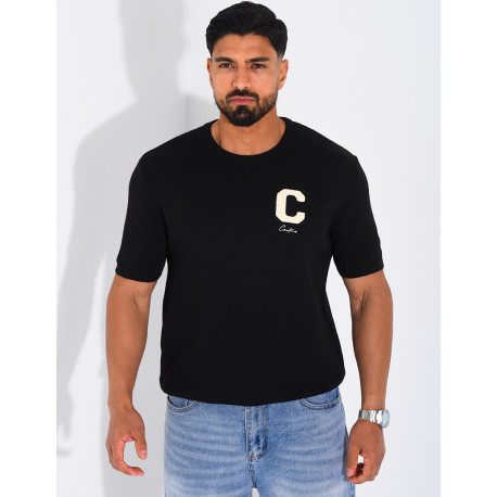T-shirt nid d'abeille lettre C