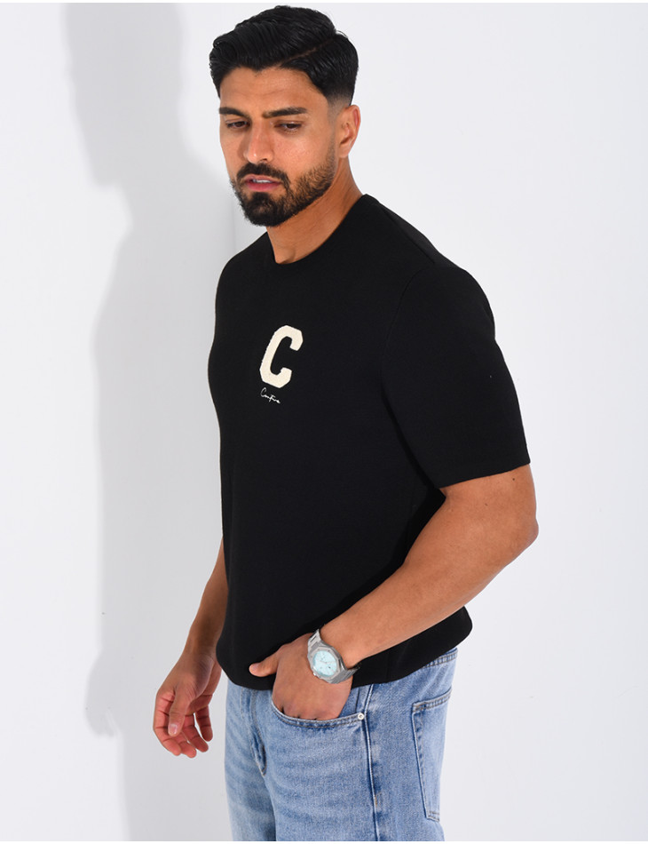 T-shirt nid d'abeille lettre C