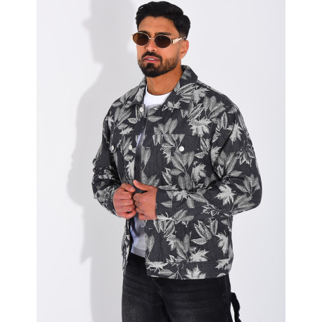 Veste en jeans à motifs