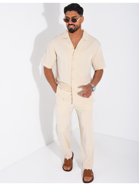 Ensemble fin pantalon et chemise manches courtes