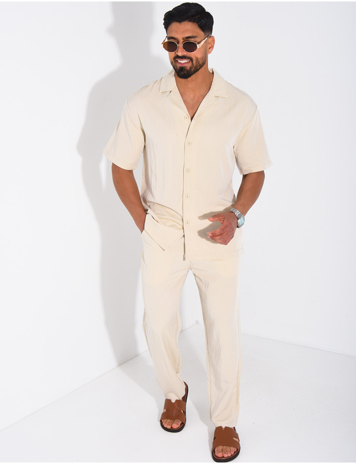 Ensemble fin pantalon et chemise manches courtes
