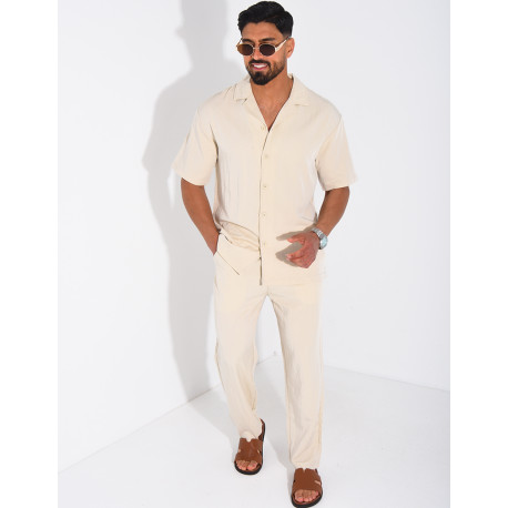 Ensemble fin pantalon et chemise manches courtes