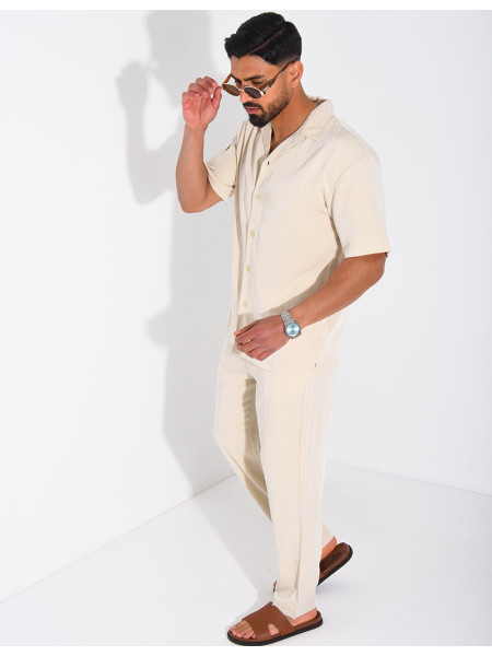 Ensemble fin pantalon et chemise manches courtes