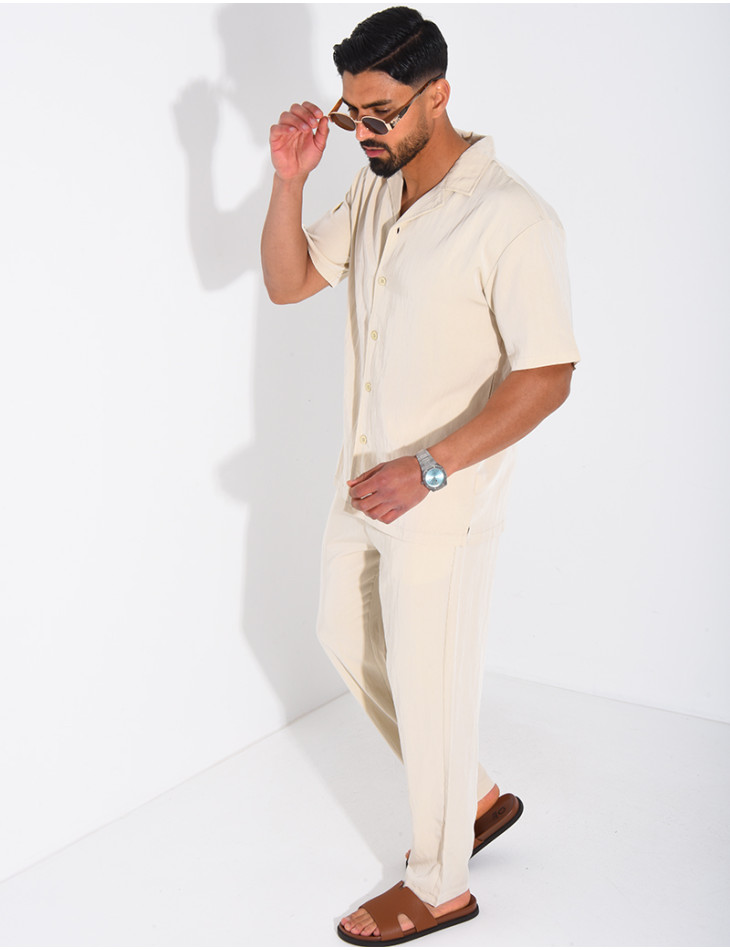Ensemble fin pantalon et chemise manches courtes