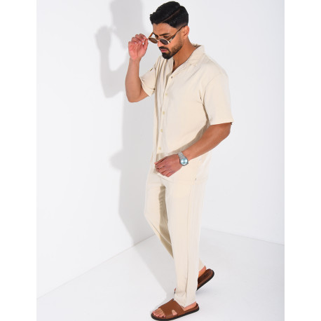 Ensemble fin pantalon et chemise manches courtes