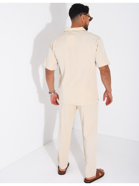 Ensemble fin pantalon et chemise manches courtes