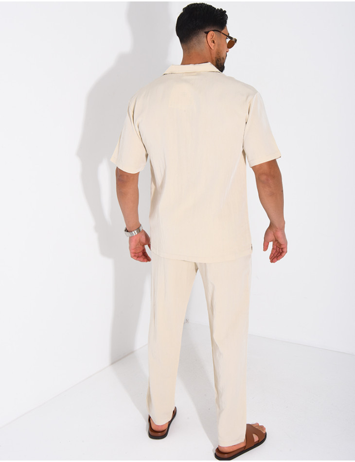 Ensemble fin pantalon et chemise manches courtes