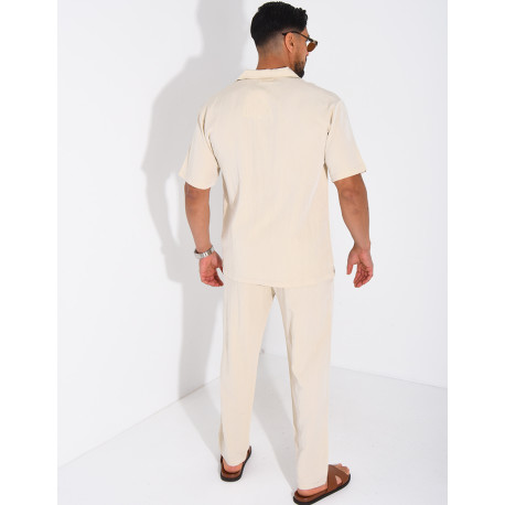 Ensemble fin pantalon et chemise manches courtes