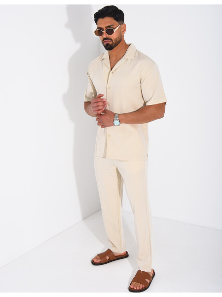 Ensemble fin pantalon et chemise manches courtes