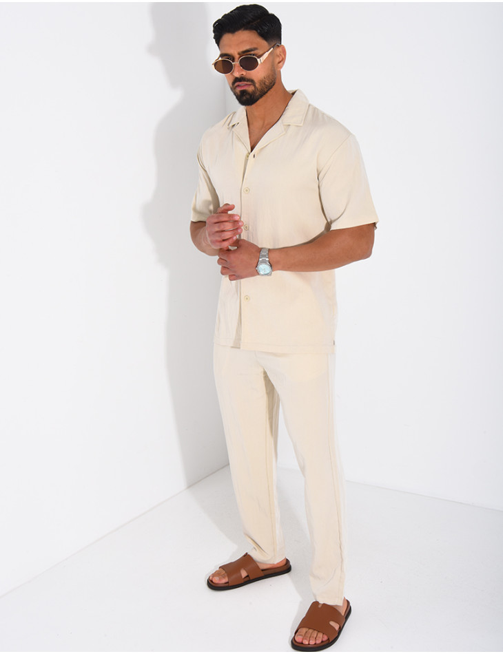 Ensemble fin pantalon et chemise manches courtes