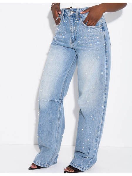 Ballonjeans mit Strass und Perlen