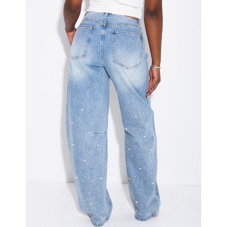 Ballonjeans mit Strass und Perlen