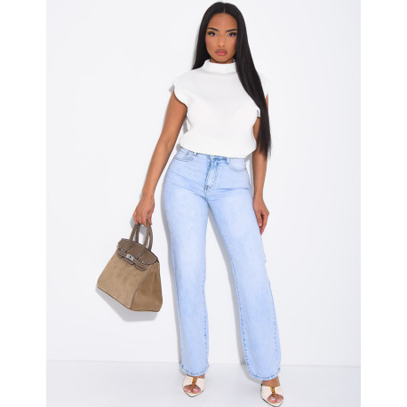 Jeans mit geradem Schnitt und hoher Taille aus Stretchstoff