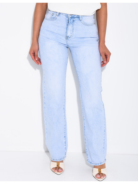 Jeans mit geradem Schnitt und hoher Taille aus Stretchstoff