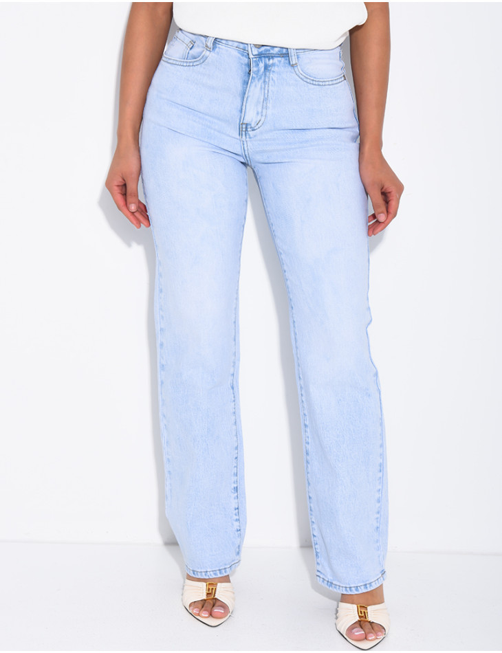 Jeans mit geradem Schnitt und hoher Taille aus Stretchstoff