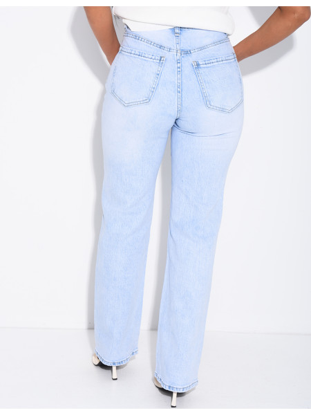 Jeans mit geradem Schnitt und hoher Taille aus Stretchstoff
