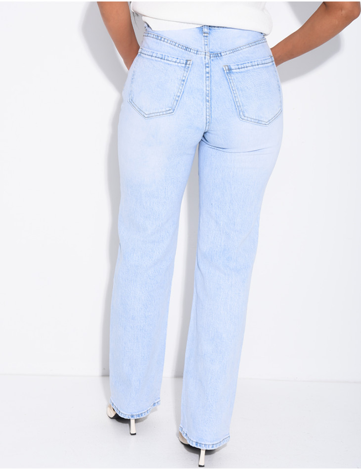 Jeans mit geradem Schnitt und hoher Taille aus Stretchstoff
