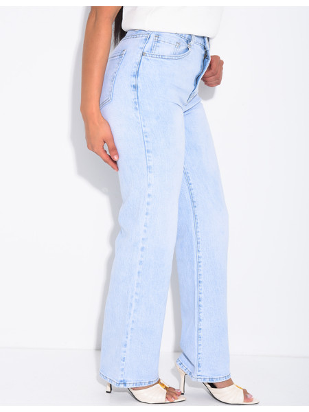 Jeans mit geradem Schnitt und hoher Taille aus Stretchstoff