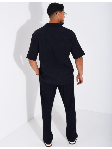 Ensemble chiné pantalon et chemise manches courtes