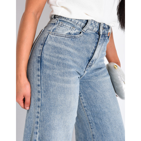 Jeans mit hoher Taille und geradem Schnitt in Vintage-Waschung