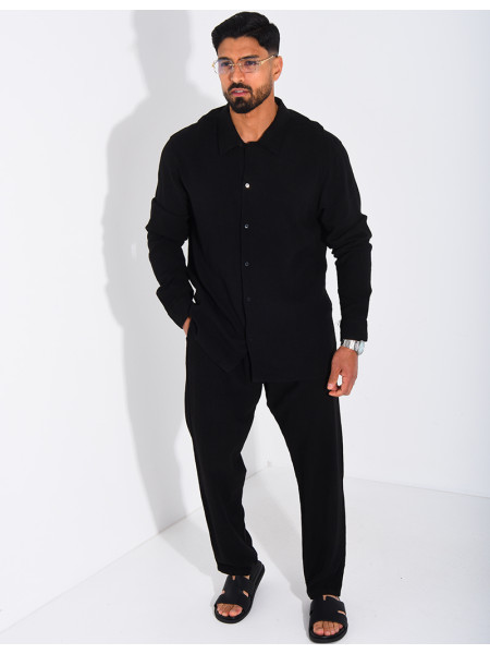 Set aus Leinenhose und Langarmhemd