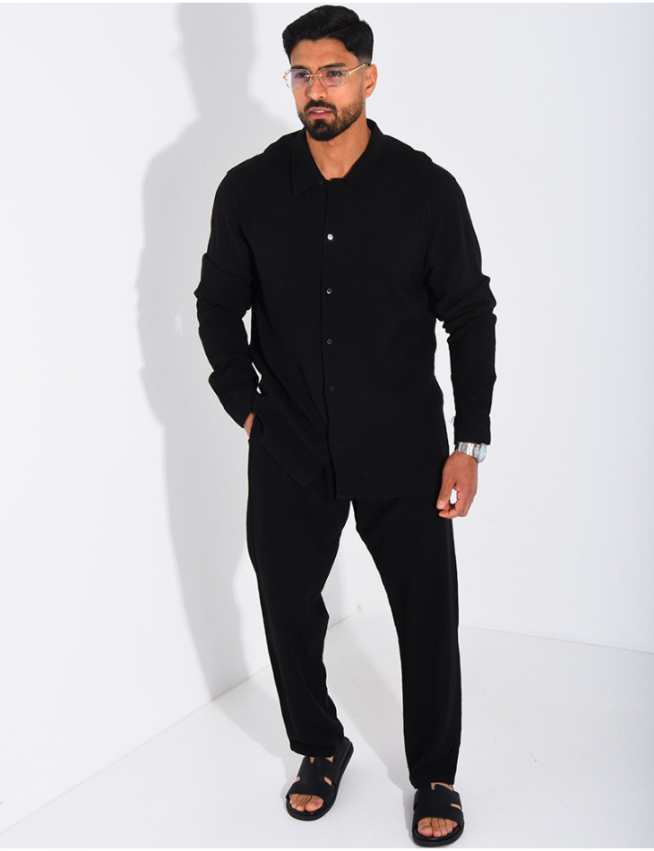 Set aus Leinenhose und Langarmhemd