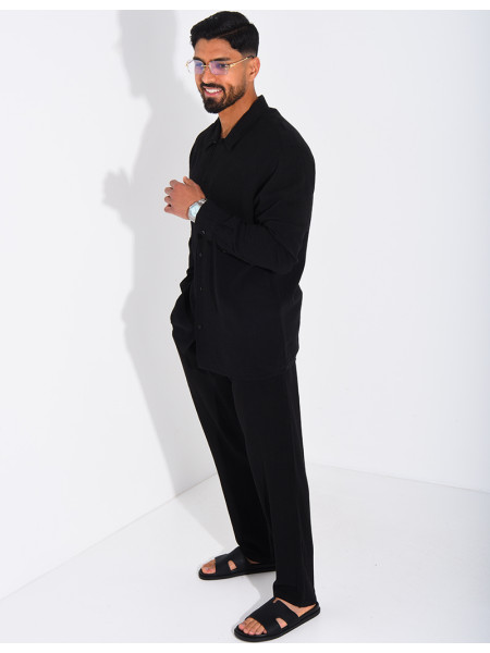 Set aus Leinenhose und Langarmhemd