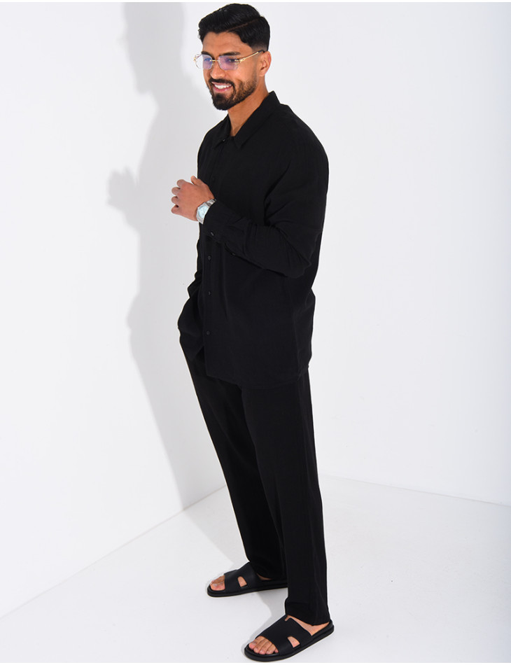 Set aus Leinenhose und Langarmhemd