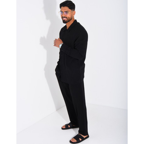 Set aus Leinenhose und Langarmhemd