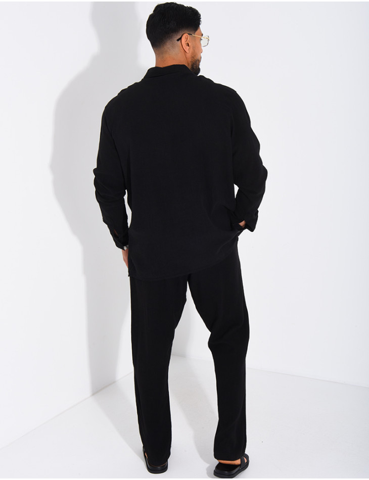 Set aus Leinenhose und Langarmhemd