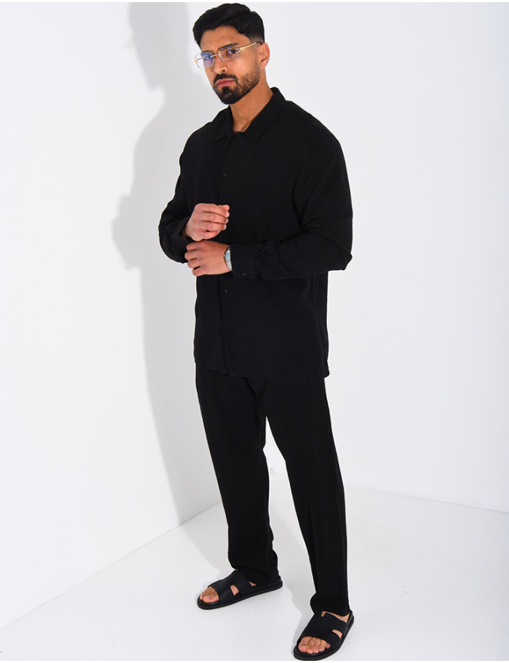 Set aus Leinenhose und Langarmhemd