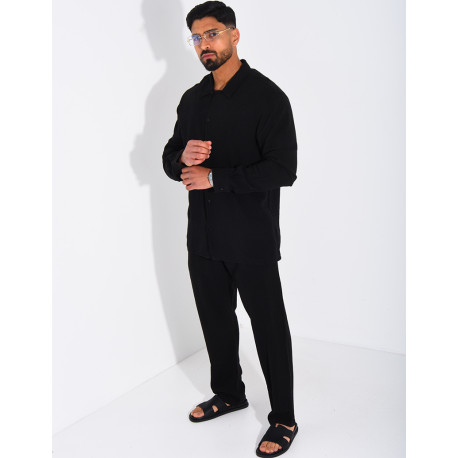 Set aus Leinenhose und Langarmhemd