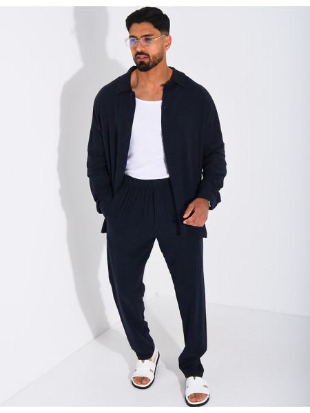 Set aus Leinenhose und Langarmhemd