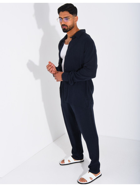 Set aus Leinenhose und Langarmhemd