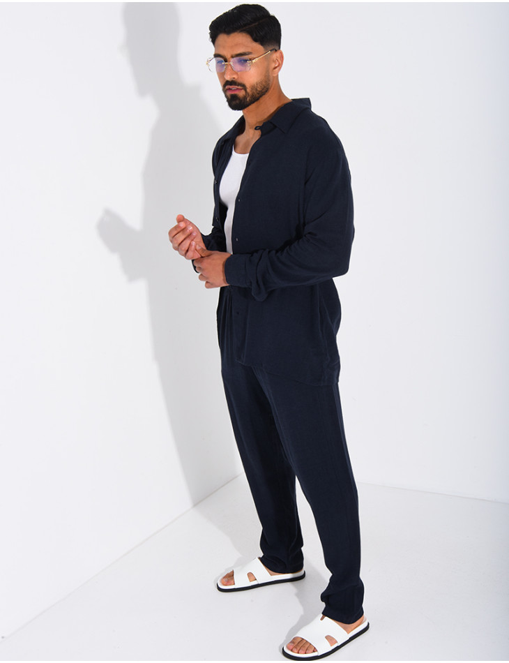 Set aus Leinenhose und Langarmhemd