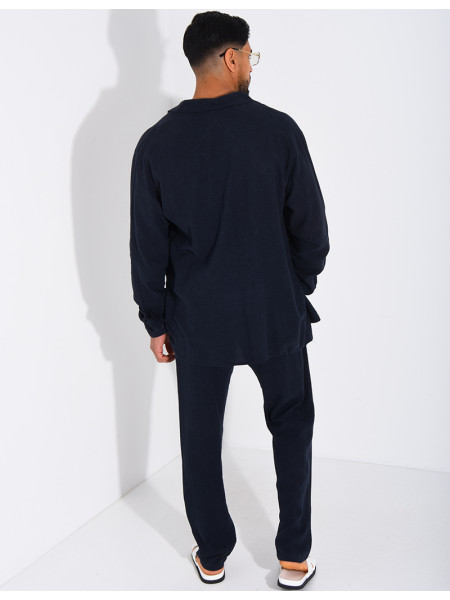 Set aus Leinenhose und Langarmhemd