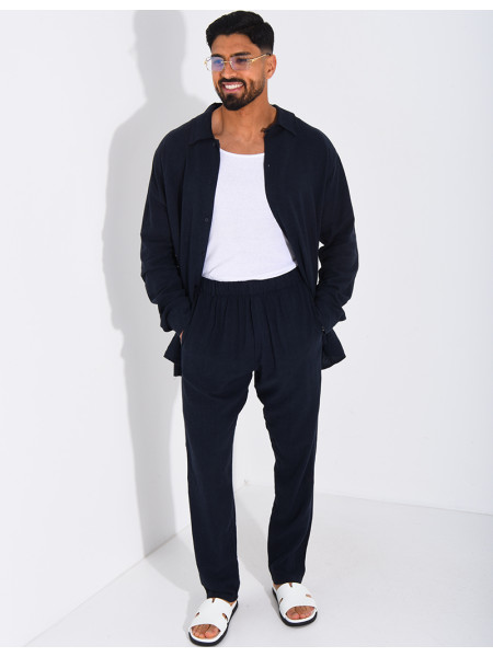 Set aus Leinenhose und Langarmhemd