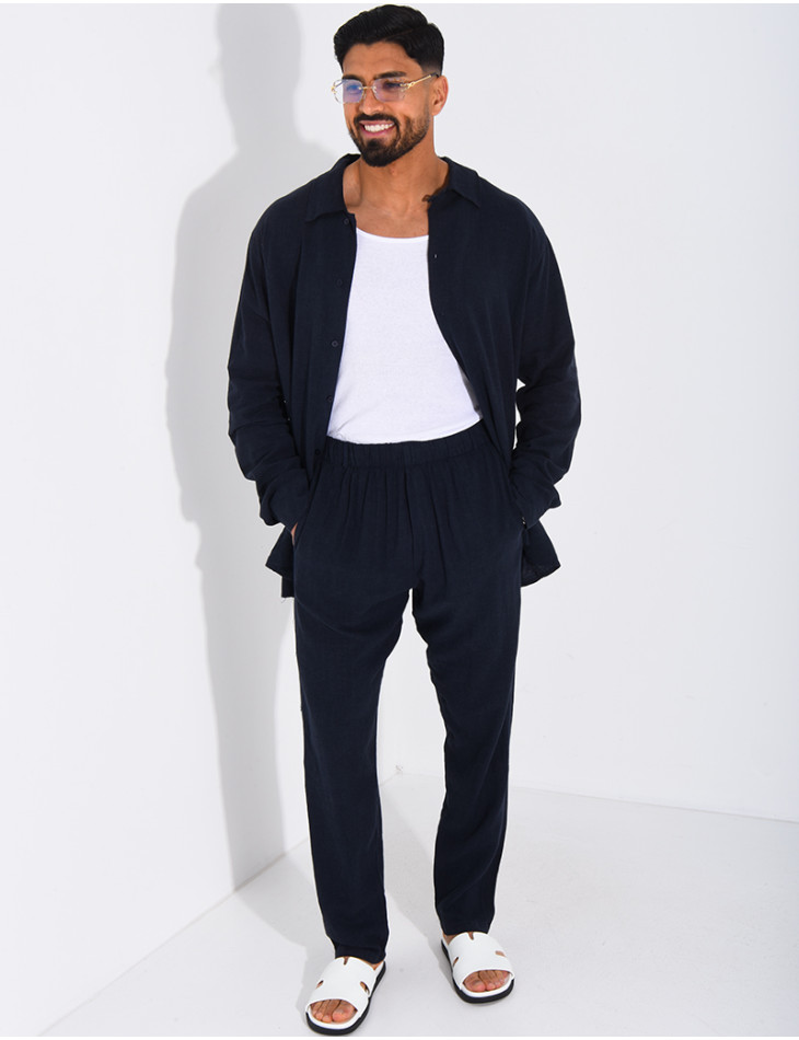 Set aus Leinenhose und Langarmhemd