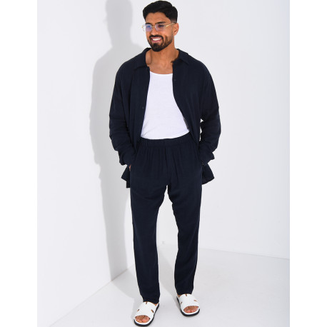 Set aus Leinenhose und Langarmhemd