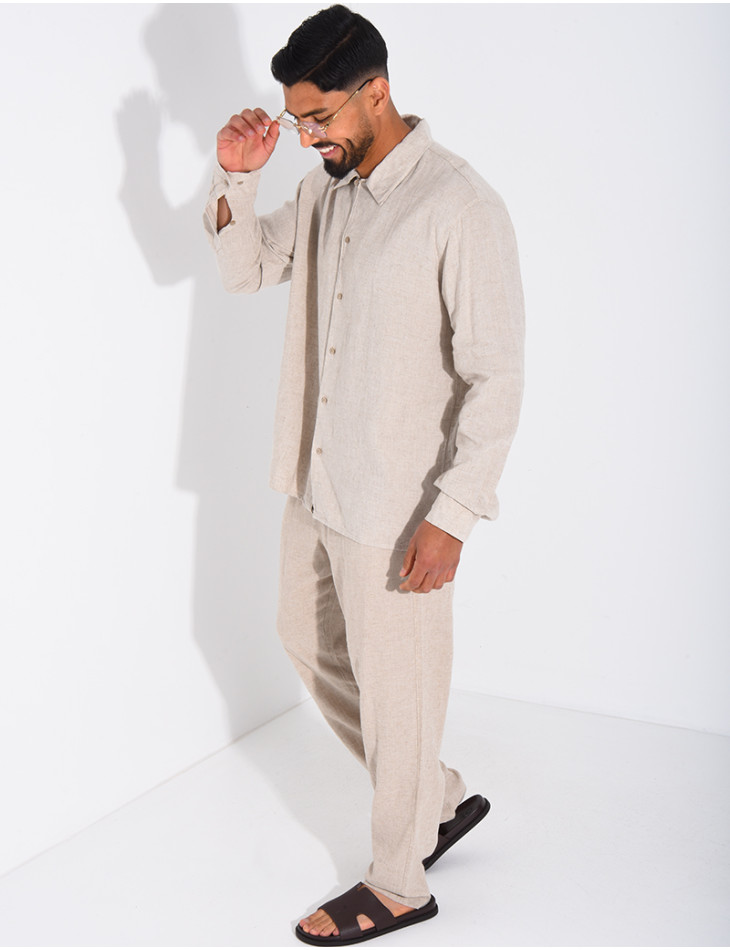 Ensemble en lin pantalon et chemise manches longues