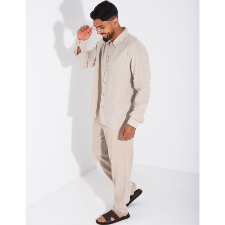 Ensemble en lin pantalon et chemise manches longues