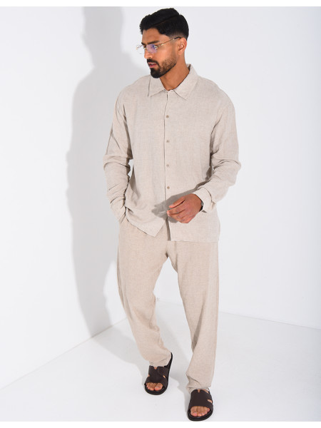 Ensemble en lin pantalon et chemise manches longues