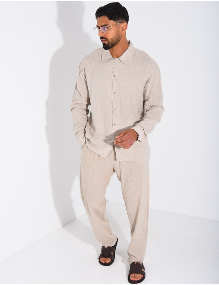 Ensemble en lin pantalon et chemise manches longues