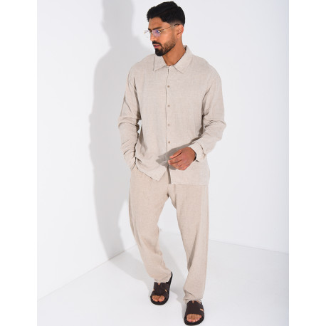 Ensemble en lin pantalon et chemise manches longues