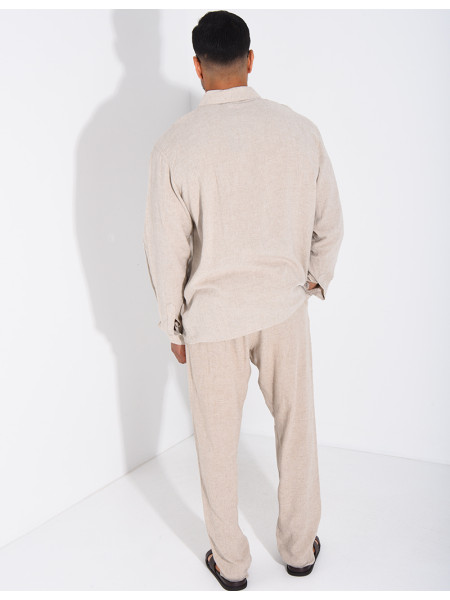 Ensemble en lin pantalon et chemise manches longues