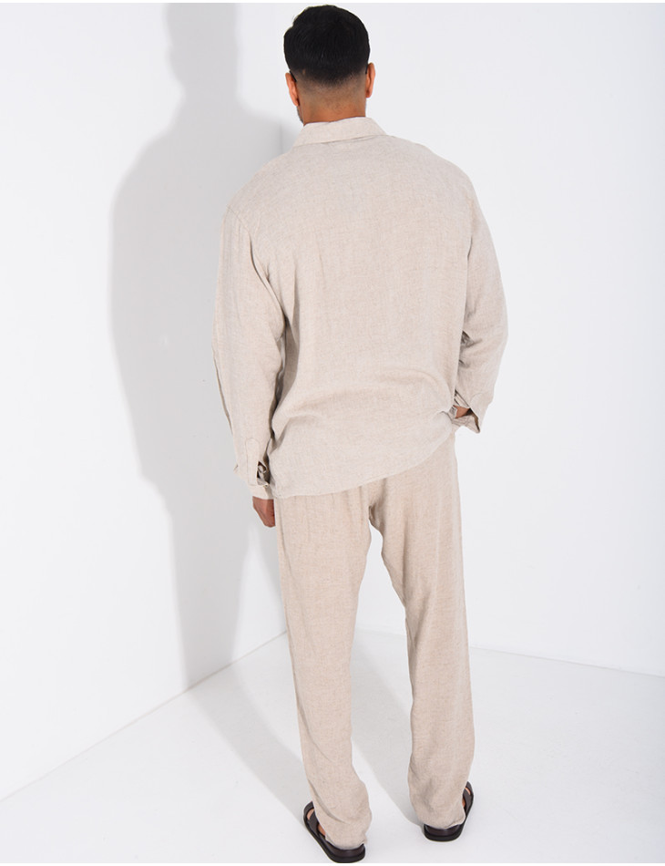 Ensemble en lin pantalon et chemise manches longues